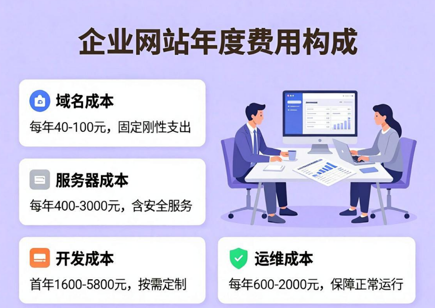 企业网站每年要花哪些费用